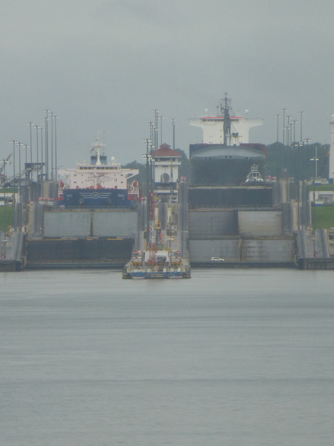 Gatun Locks - looking back from aft upwards