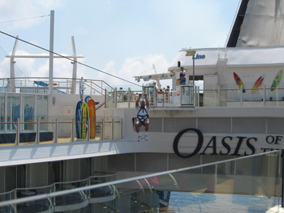 Charles Nance on zipline Oasis of the Seas