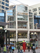 Westlake Center Seattle entry for Monorail and Link trains and busses